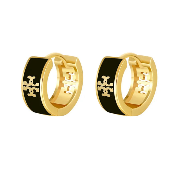 Black or White Enamel Huggie Hoop Earrings (FW25)