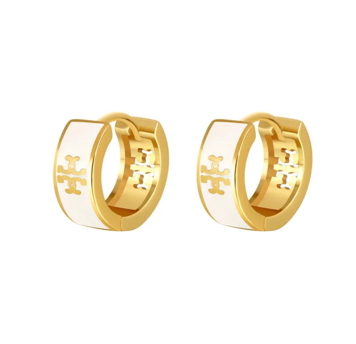 Black or White Enamel Huggie Hoop Earrings (FW25)