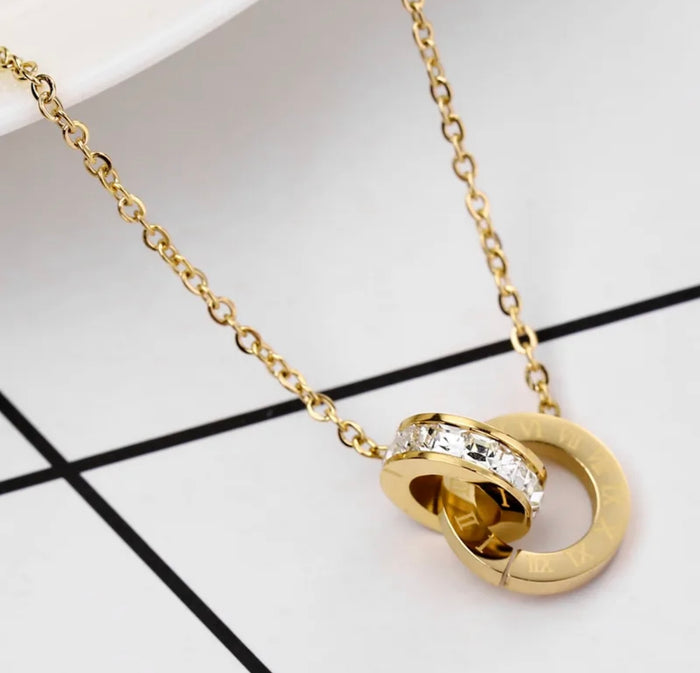 Gold Link Necklace w/ Roman Numerals