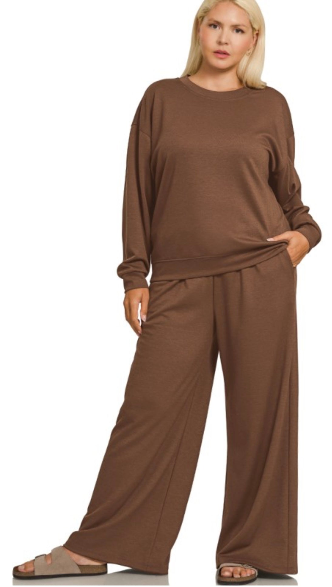 Plus Brown Scuba Fabric Set