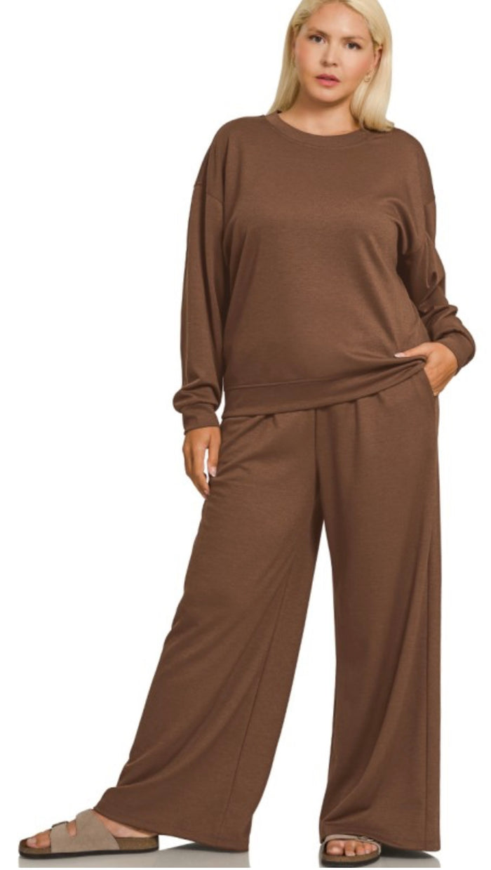 Plus Brown Scuba Fabric Set