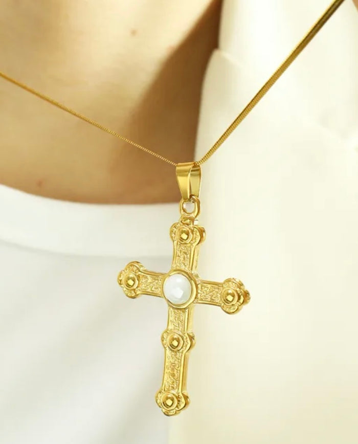 Ornate Gold Cross Necklace