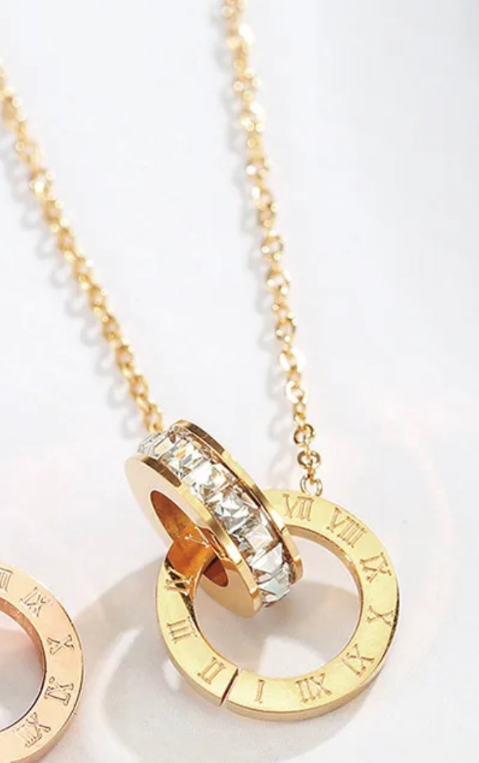 Gold Link Necklace w/ Roman Numerals