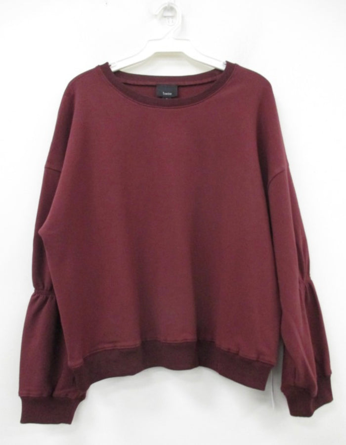 Burgundy Scrunched Sleeve Sweatshirt