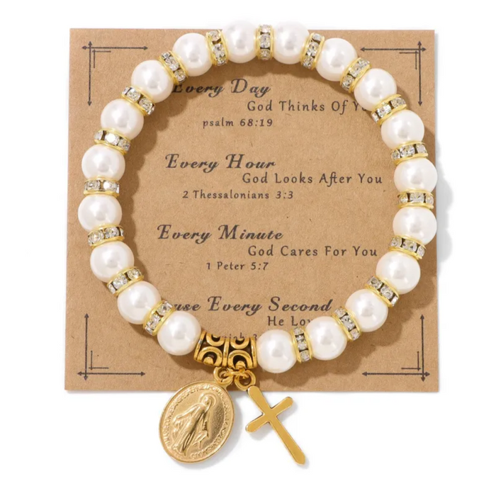 Sparkly Pearl Prayer Bracelet
