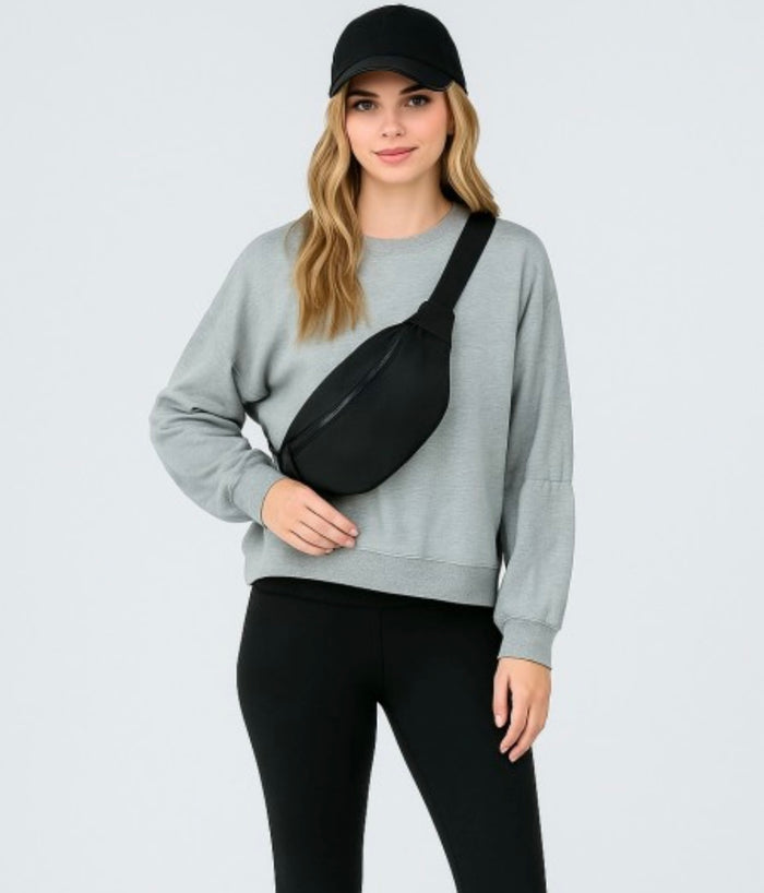 Grey Scrunched Sleeve Sweatshirt