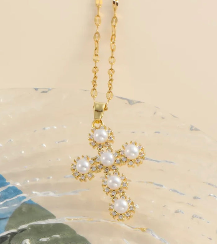 Pearl & CZ Necklace