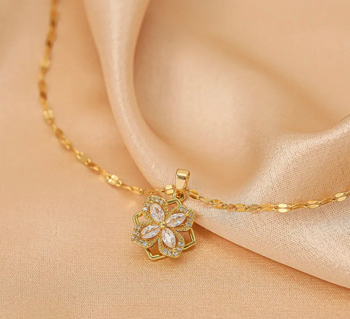 CZ Clover Necklace 16”