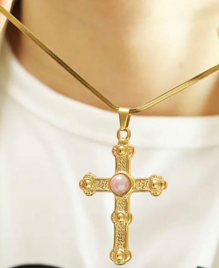 Ornate Gold Cross Necklace