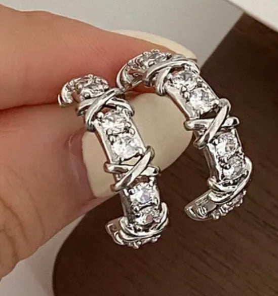 Silver CZ Hoop Earrings (FW)