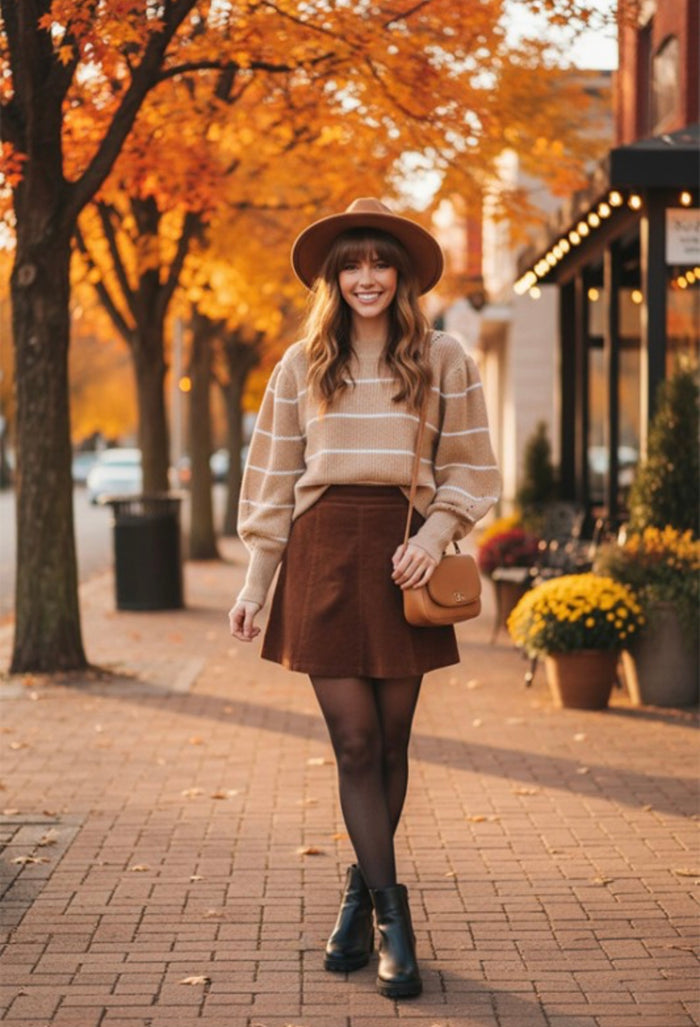 Beige Striped Sweater