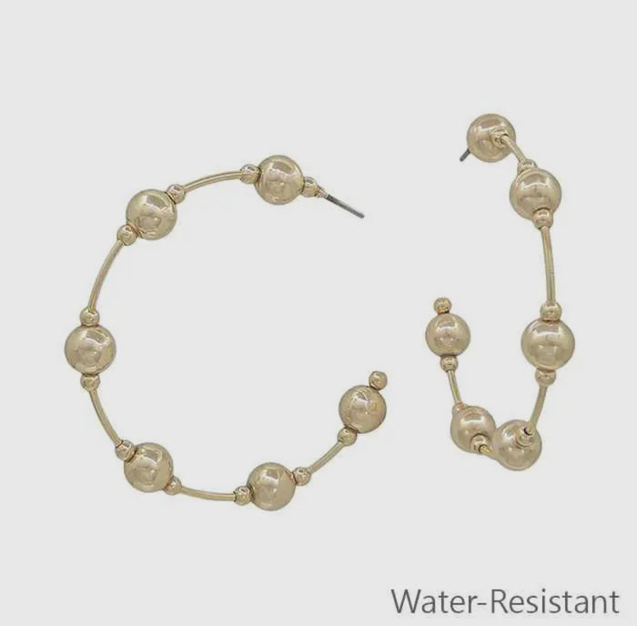 Gold Spaced Bead Hoops