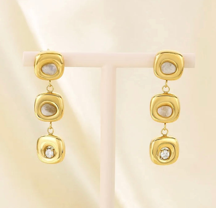Organic Gold Dangle Earrings