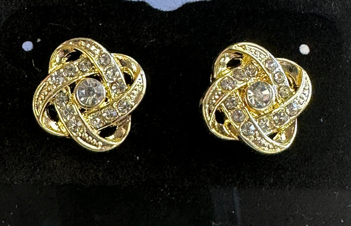 Gold CZ Swirl Stud Earrings (FW25)