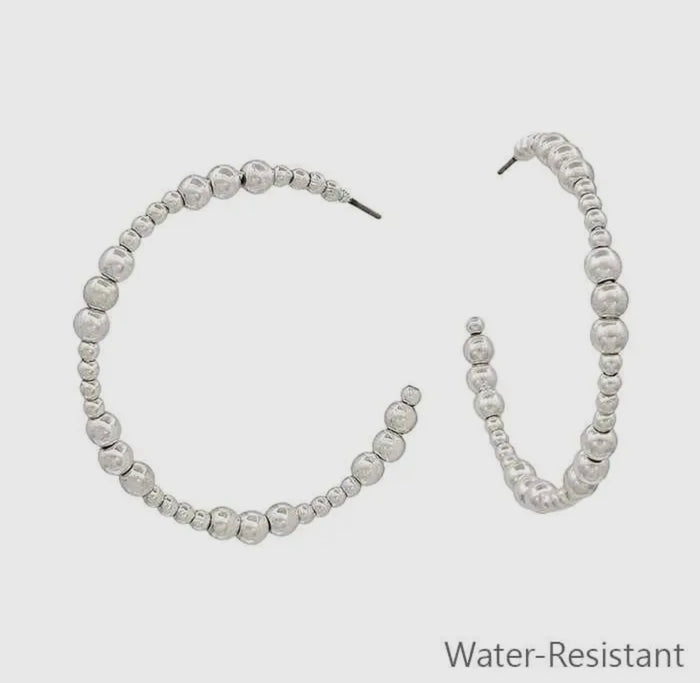 Small & Large Silver Bead Hoop Earrings