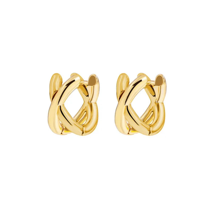 Huggie Hoop X Earrings, Gold/Silver Mix, Gold, OR Silver (FW1)