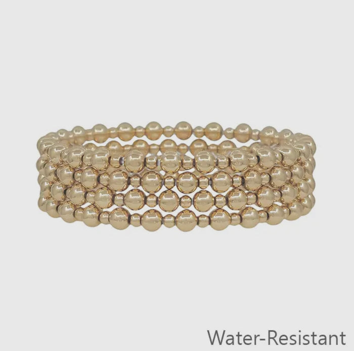 Multi Size Gold Bead Set of 4 Bracelets