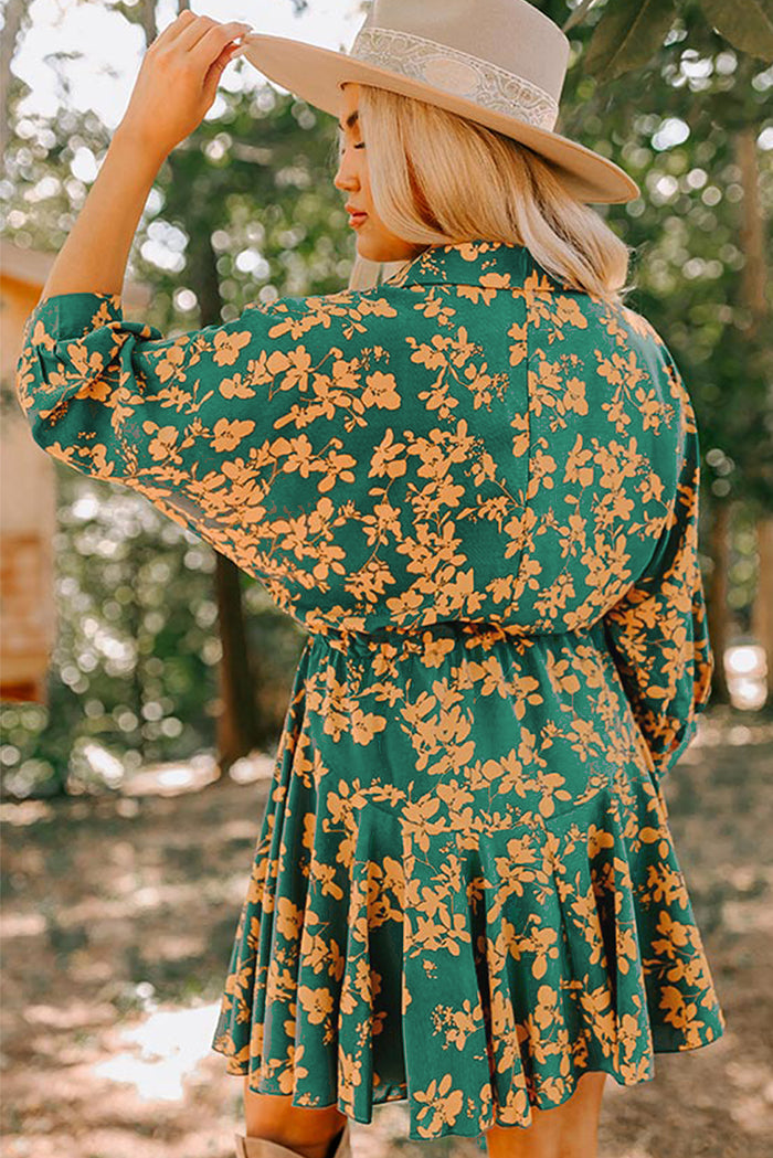 *WEBSITE EXCLUSIVE l* Green Floral Print Short Dress