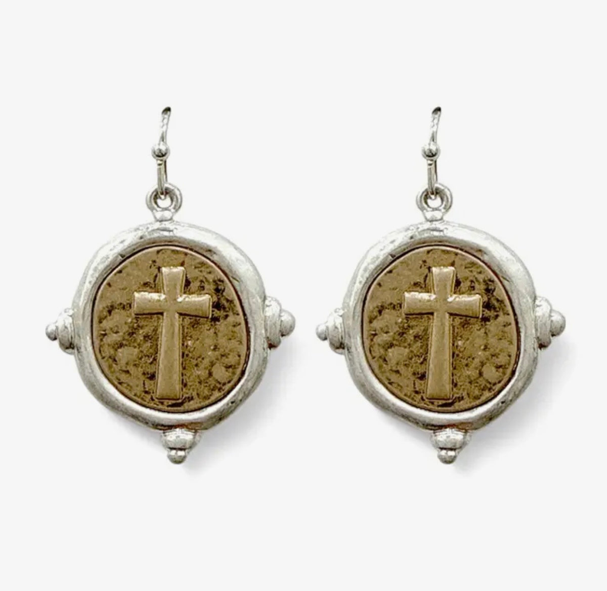 Gold & Silver Cross Earrings