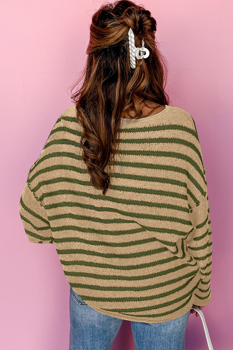 *WEBSITE EXCLUSIVE*  Aria Stripe Round Neck Drop Shoulder Sweater