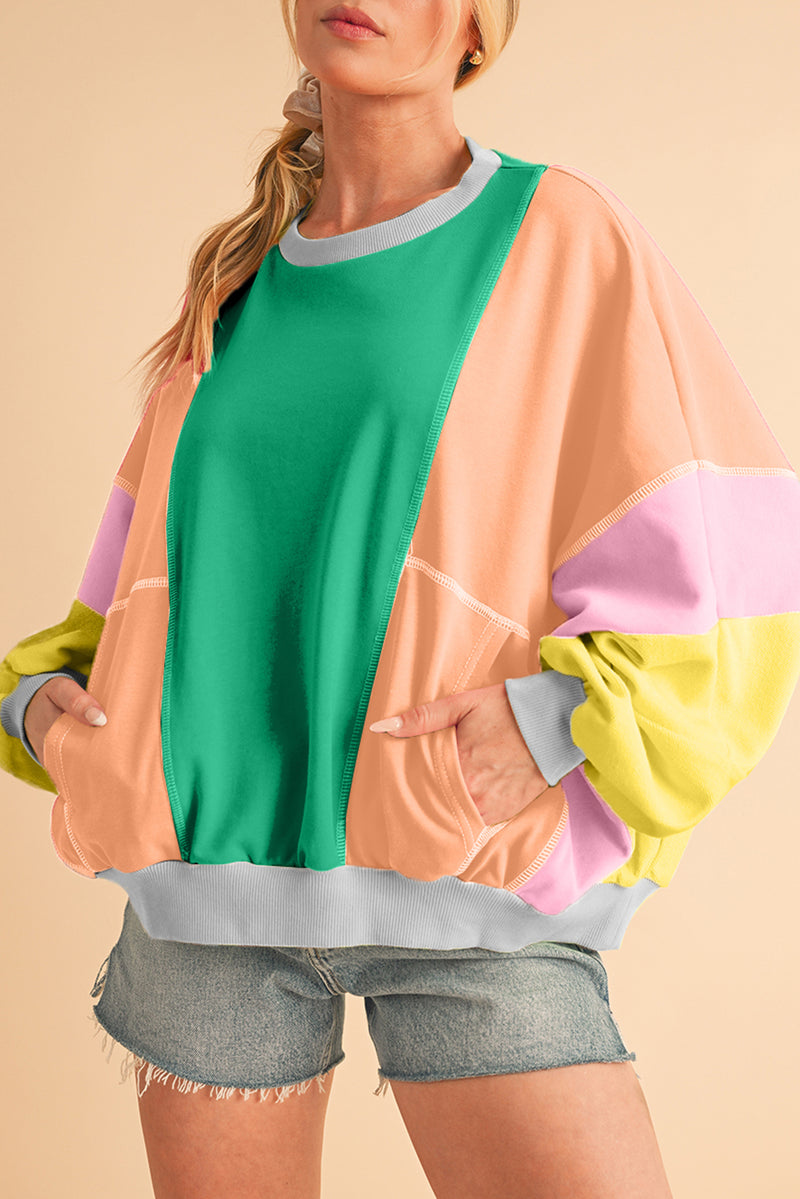 *Website Exclusive * Colorblock Patchwork Drop Shoulder Top