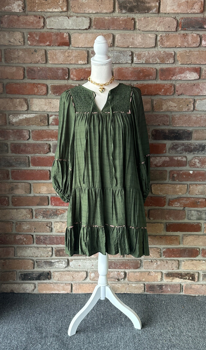 Tiered Olive Dress
