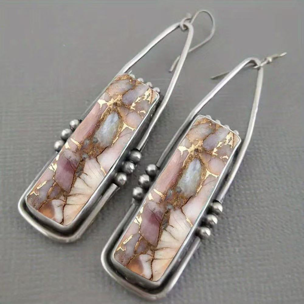 Pink & Gold Stone Earrings