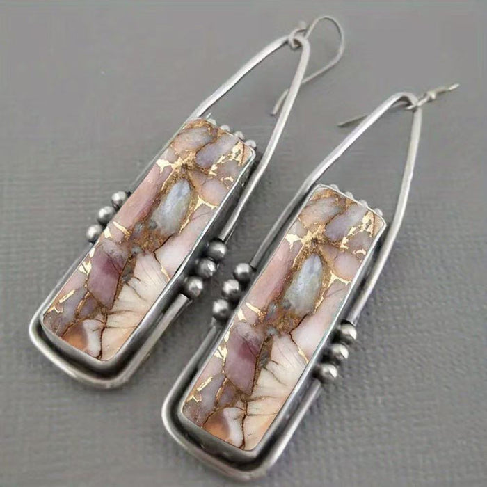 Pink & Gold Stone Earrings