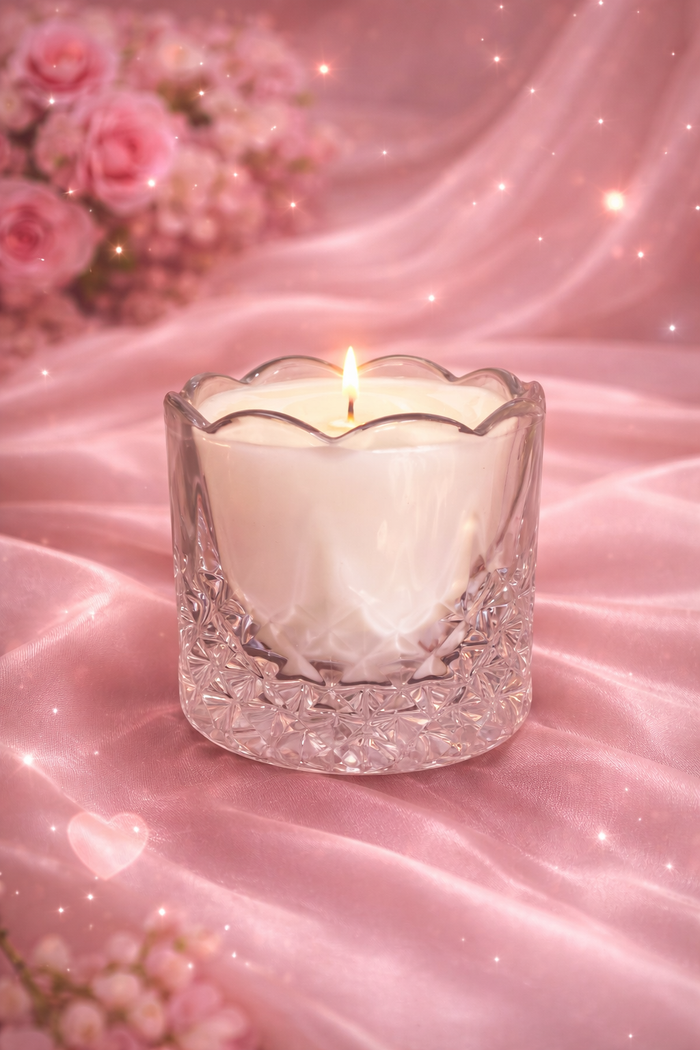 ❤️ Scalloped Glass Container Candle: Love Spell