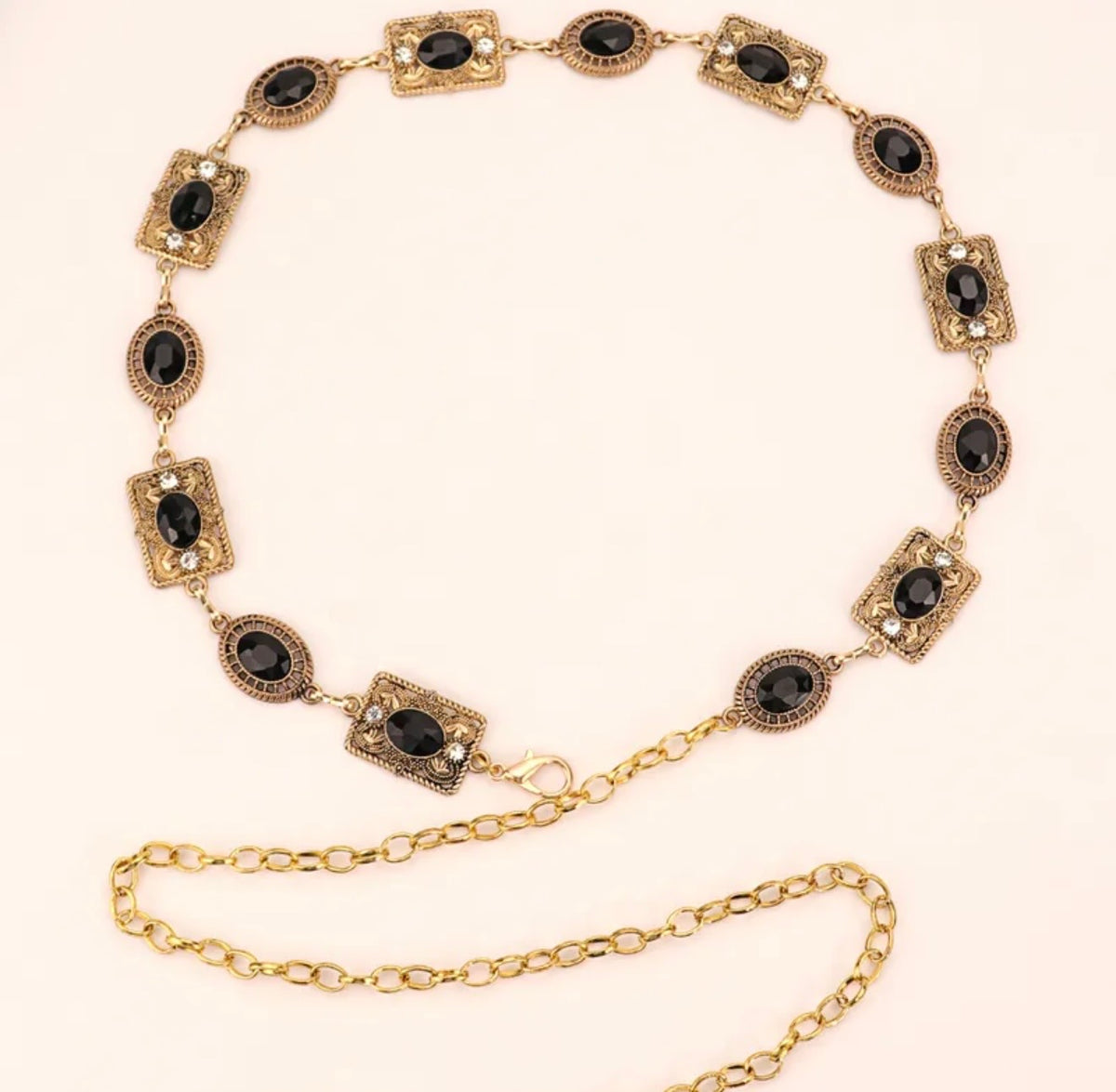Champagne OR Black Gem Chain Belt (FW)