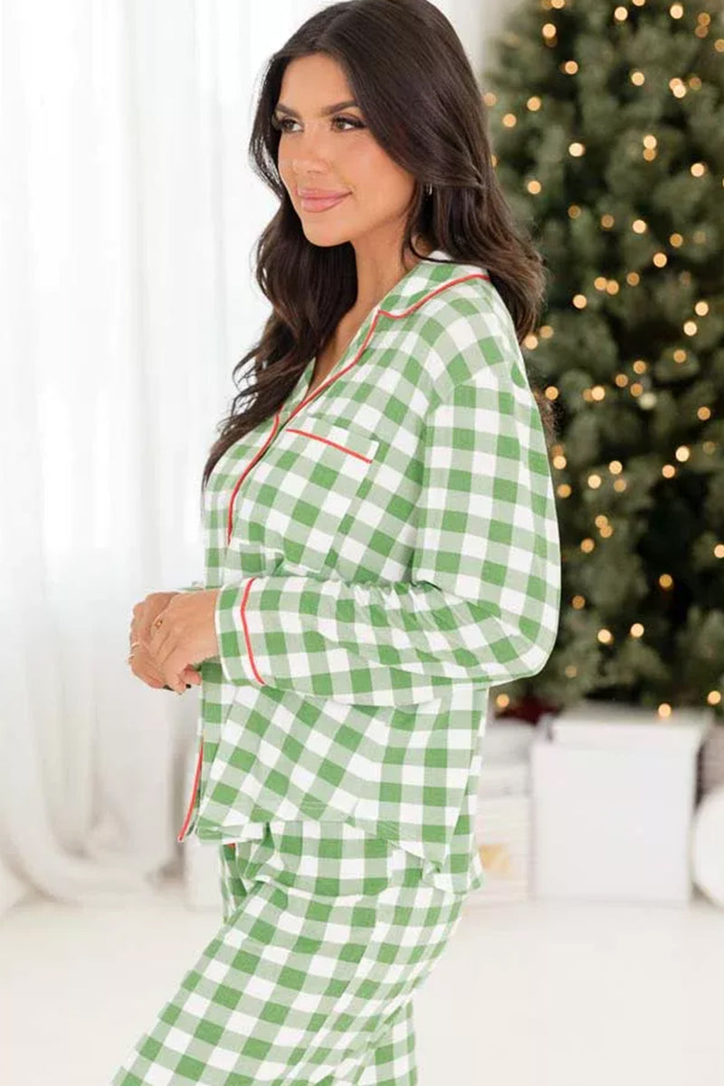 *WEBSITE EXCLUSIVE* Light Green Checked Pajama Set