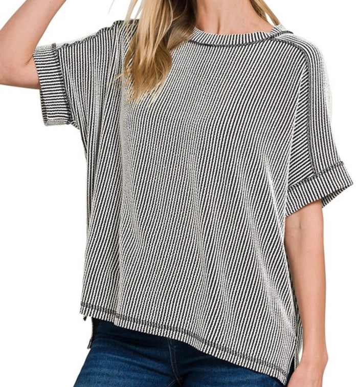 Black & White Raised Rib Shirt