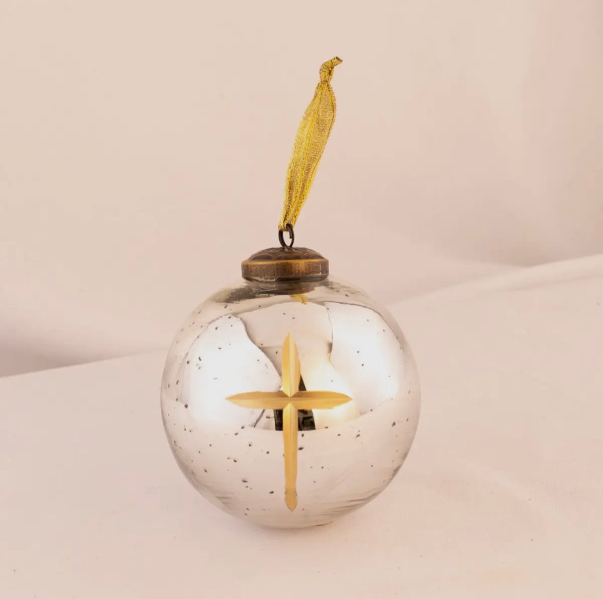 Red, White, Gold or Silver Large Glass Cross Ornament