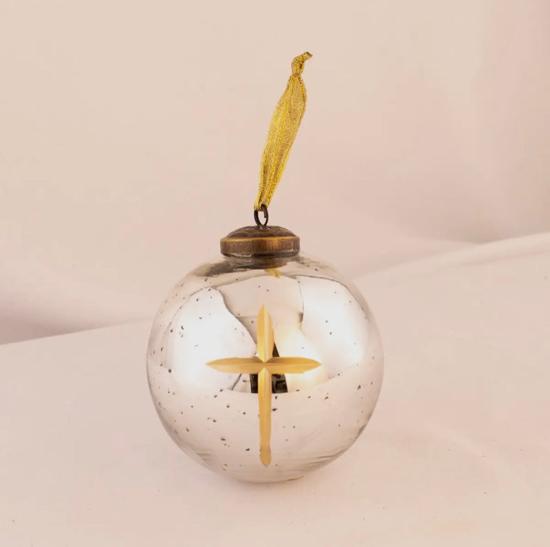 Red, White, Gold or Silver Large Glass Cross Ornament
