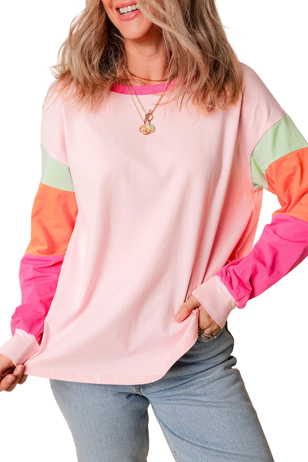 *WEBSITE EXCLUSIVE* Lucy Color Block Sleeve Loose Fit Top