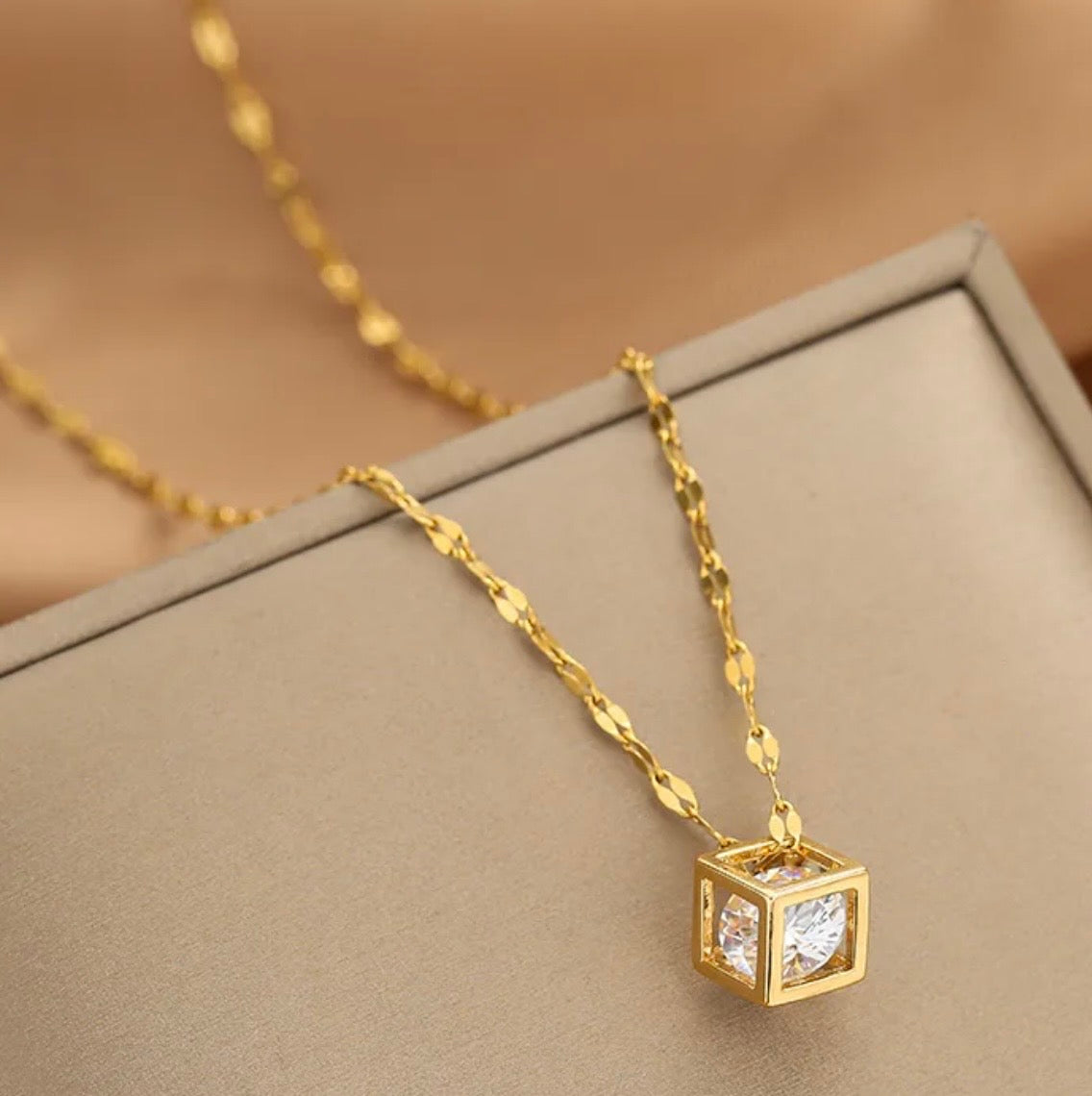 CZ Cube Necklace (FW)