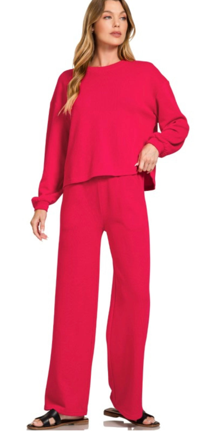 Red Set, French Ribbed