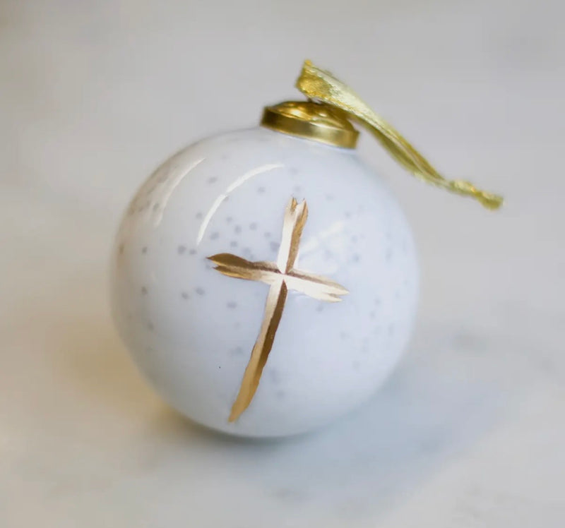 Red, White, Gold or Silver Large Glass Cross Ornament