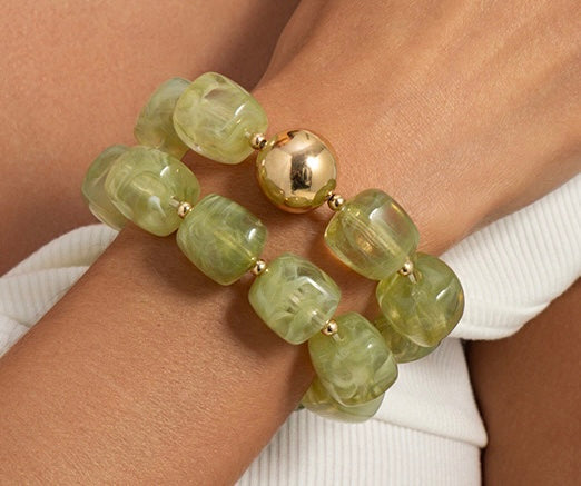 Green & Gold Bead Bracelet