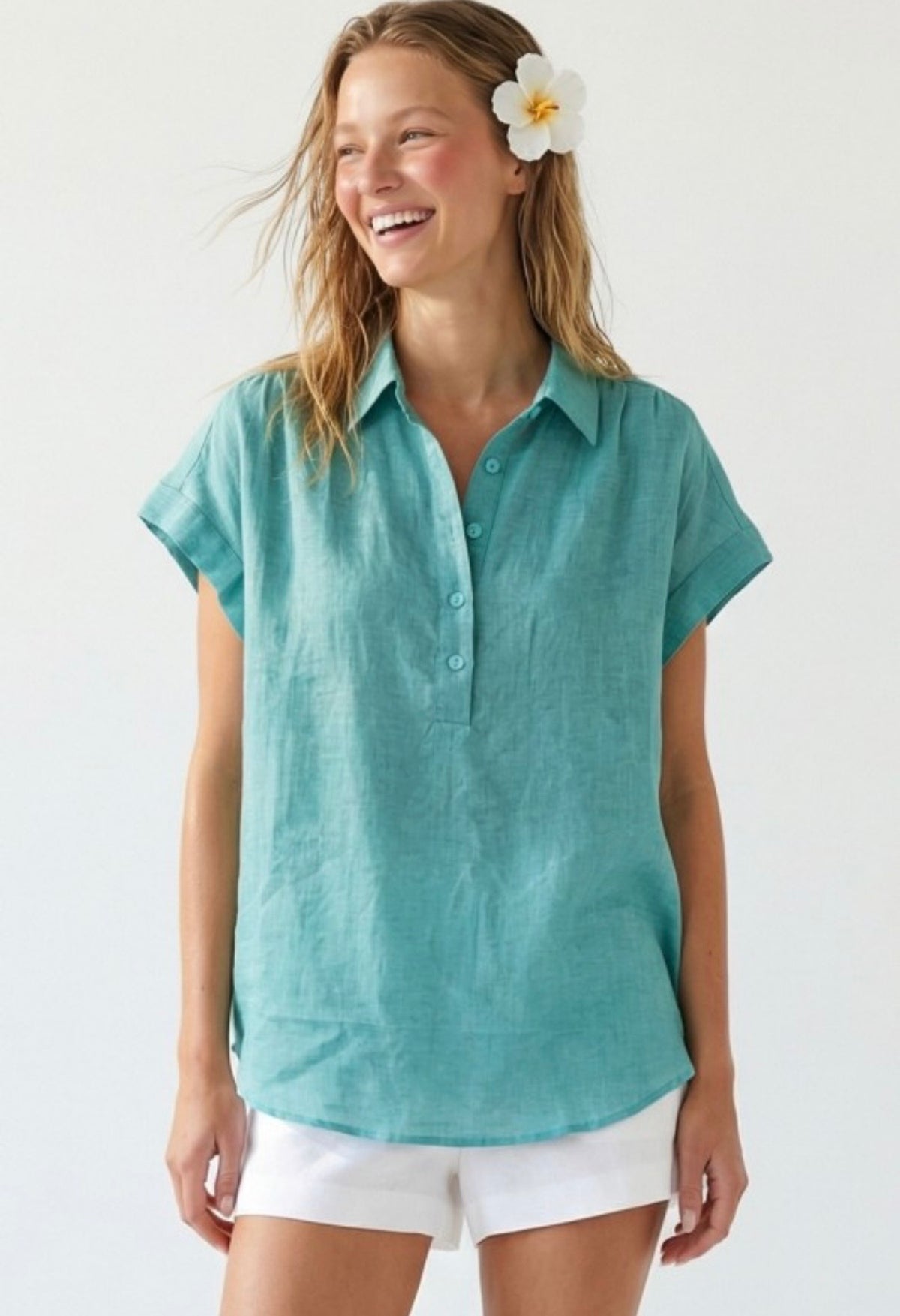 Emerald Lightweight Short Sleeve Blouse