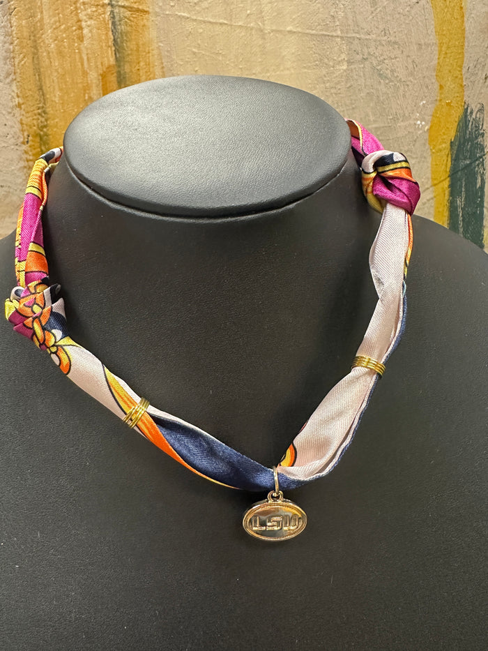 Multicolor Scarf Necklace LSU Charm