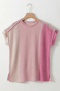 *WEBSITE EXCLUSIVE* Colorblock Ribbed Round Neck T Shirt