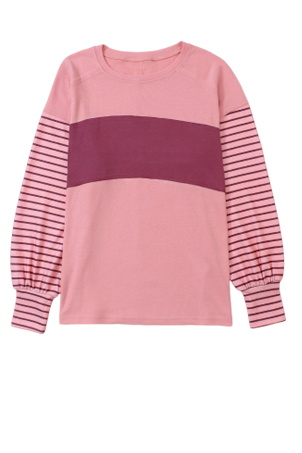 *Website Exclusive* Colorblock Striped Bishop Sleeve Side Slits Top