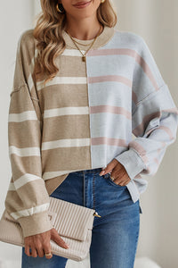 *WEBSITE EXCLUSIVE* Hannah Stripe Exposed Seam Loose Sweatshirts