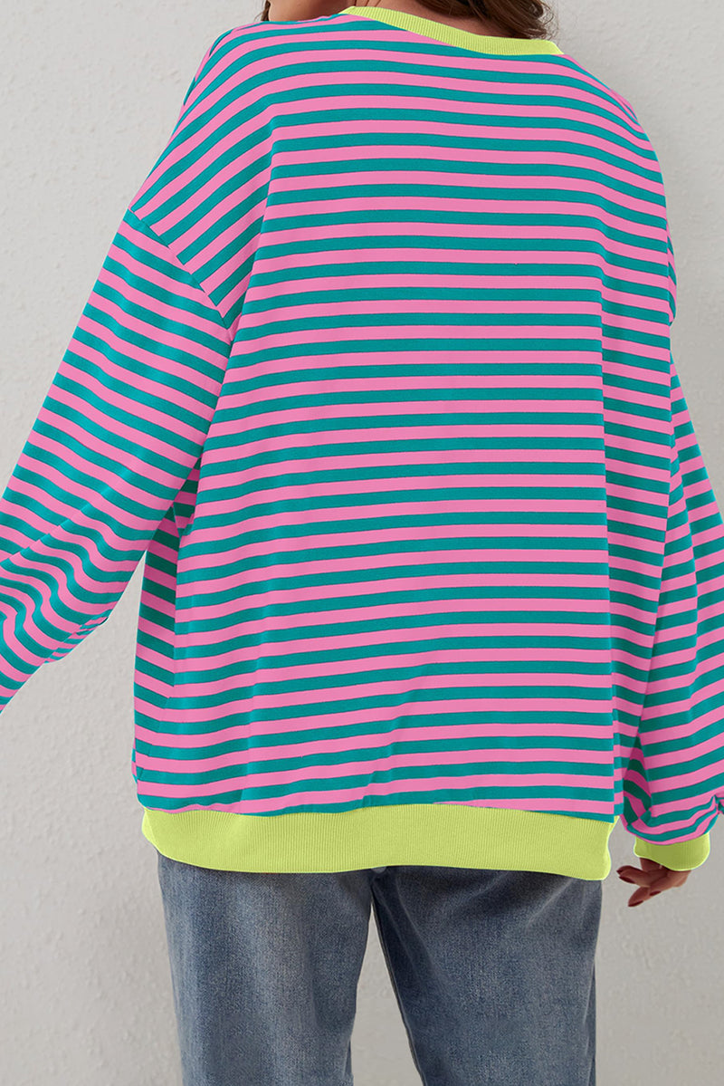 *WEBSITE EXCLUSIVE* Stripe Contrast Edge Oversized Pullover