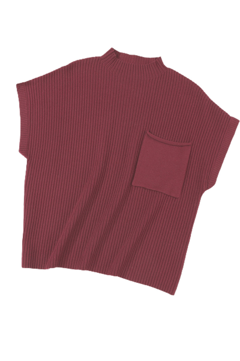 *Website Exclusive* Lee Patch Pocket Ribbed Knit Short Sleeve Sweater