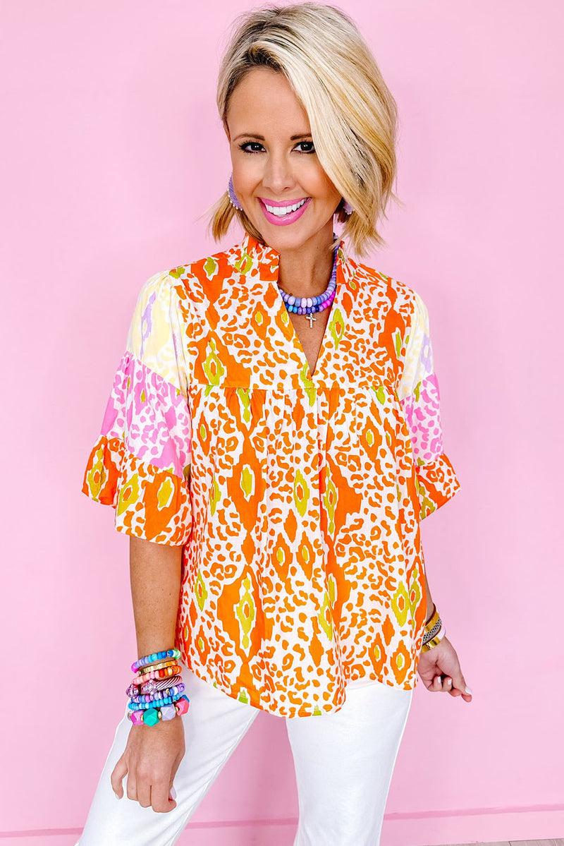 *WEBSITE EXCLUSIVE* Orange Animal Print Blouse