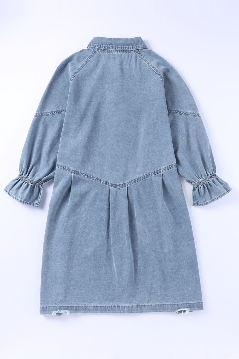 *WEBSITE EXCLUSIVE* Daria Ruffle Denim Short Dress