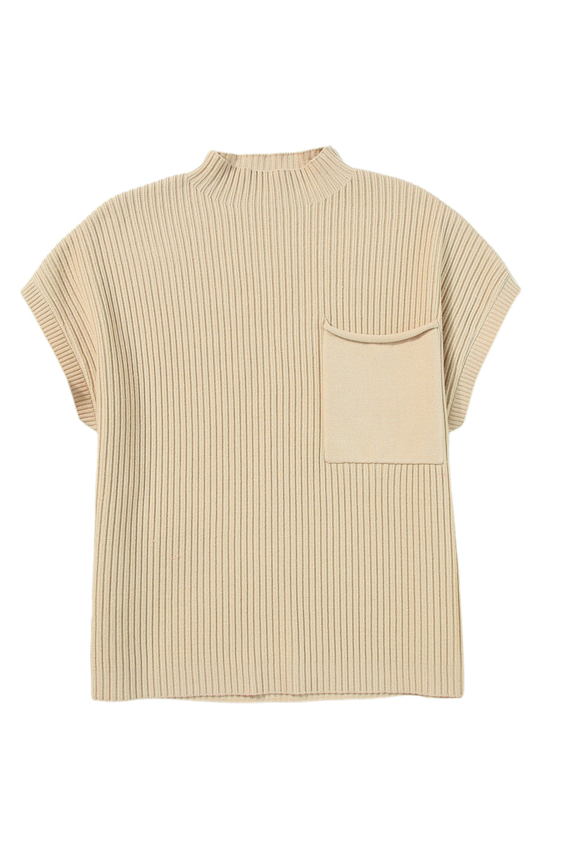 *Website Exclusive* Lee Patch Pocket Ribbed Knit Short Sleeve Sweater