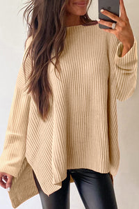 *WEBSITE EXCLUSIVE* Dolly Plain Side Slits Oversized Sweater